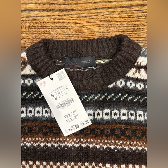 Zara Brown Multicolor Patterned Sweater - Picture 5 of 5